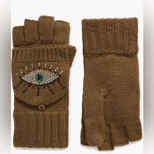 NWT KURT GEIGER LONDON CONVERTIBLE CRYSTAL EMBELLISHED MITTENS -KHAKI
